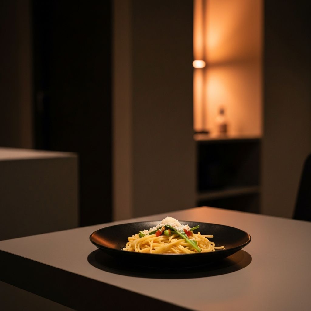 Lagan večernji obrok u minimalističkom interieru